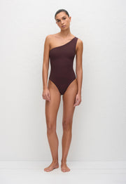Asymmetric Maillot - Aubergine Crinkle - Matteau